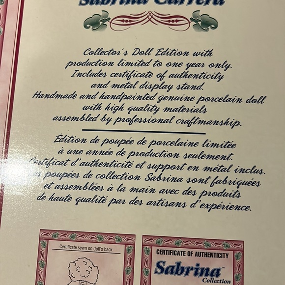 Sabrina Collection By Katrina Morandi 1998 Porcelain Doll - Picture 4 of 9